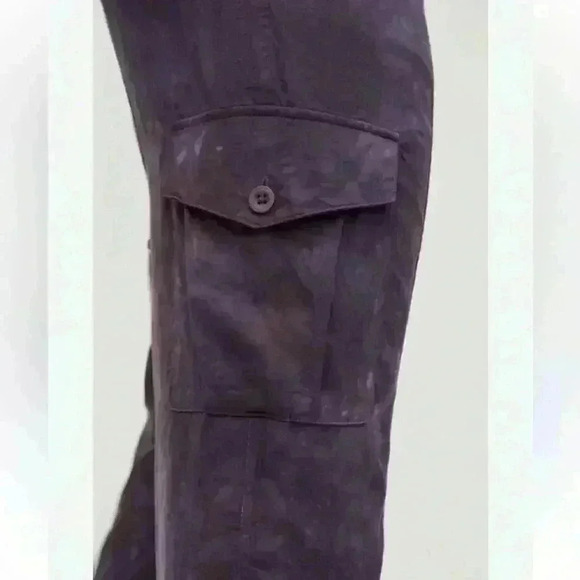 Cloth & Stone Anthropologie Chambray Tie-Dye Cargo Jogger Pants, Purple - Picture 3 of 10